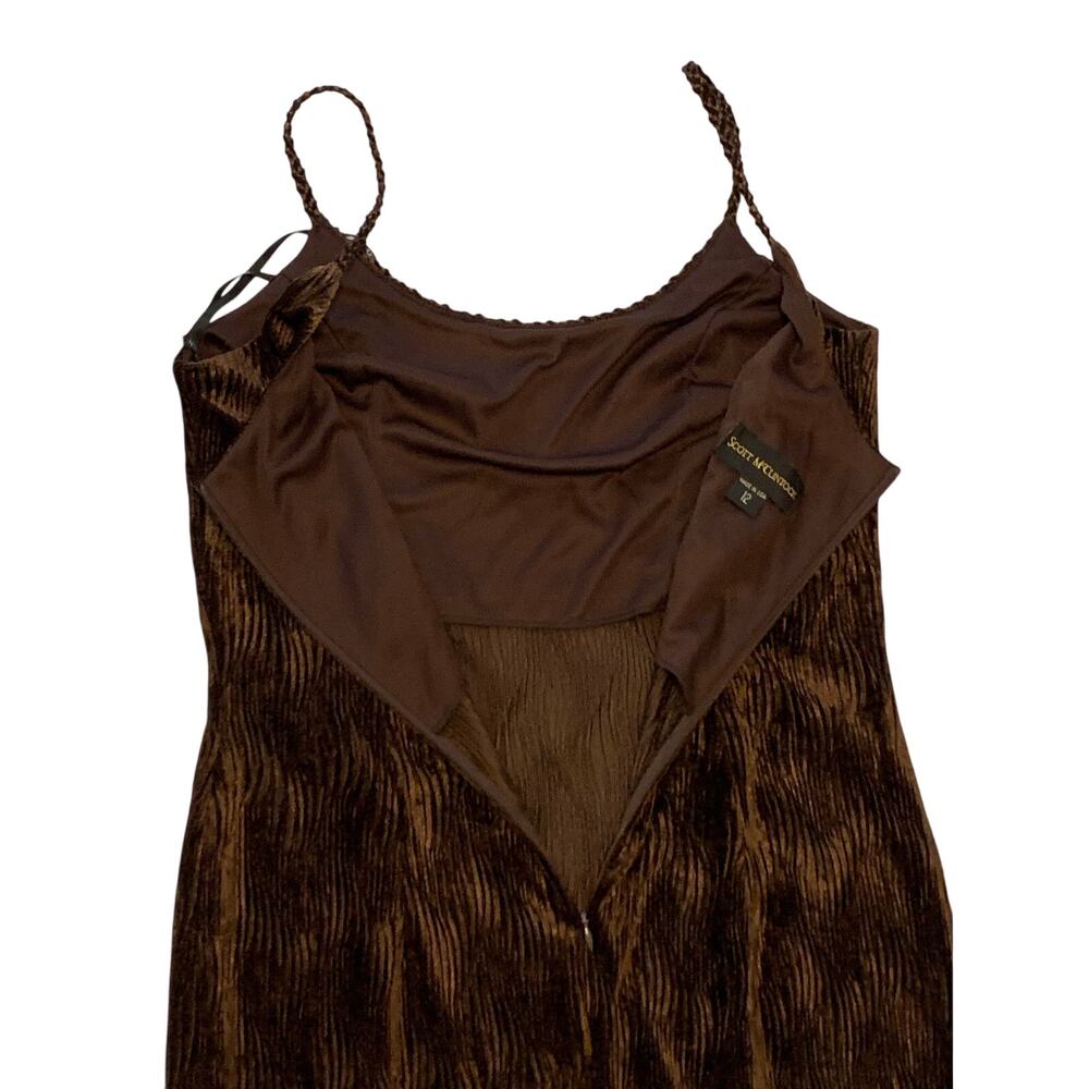 Scott McClintock Womens NEW Slip Dress  12 Chiffon Chocolate Brown Maxi Bodycon - Picture 15 of 16